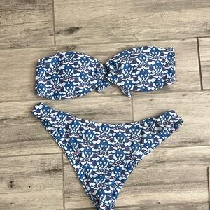 Strapless Blue & White Bikini